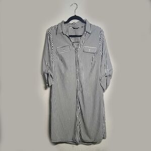 Mlle Gabrielle Black and White Striped Button Down Shirt